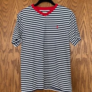 Polo Ralph Lauren navy and white stripe v-neck